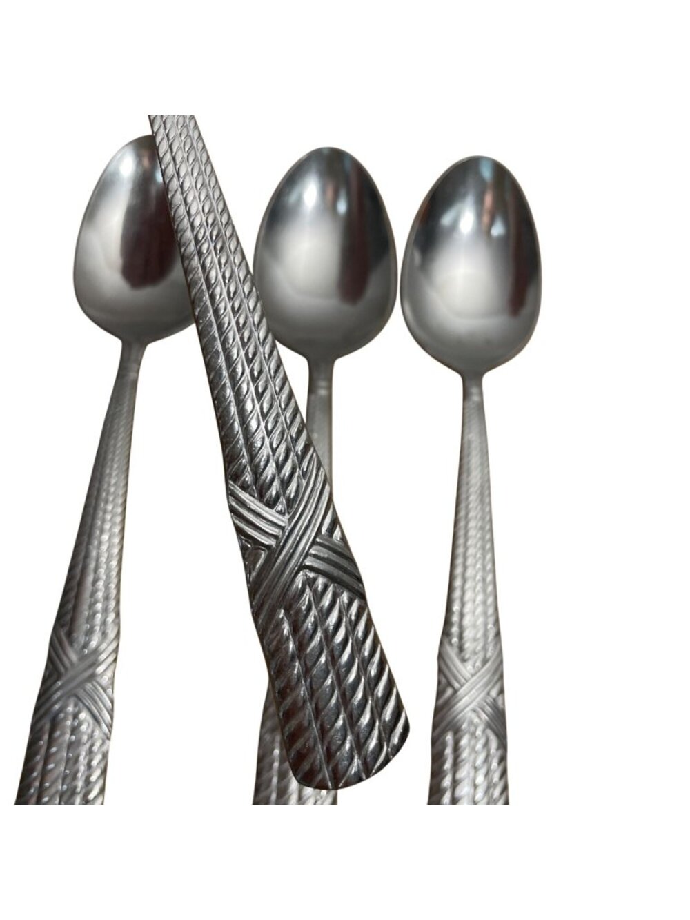 Farberware FRW56 Pattern 4 Oval Soup Tablespoons Stainless Flatware Glossy Rope